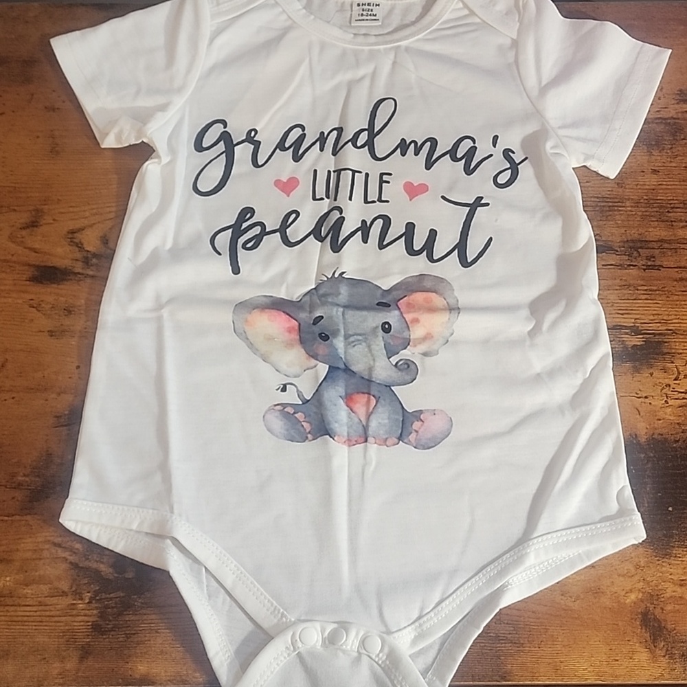 White Bodysuit with Elephant Design 18-24 Months